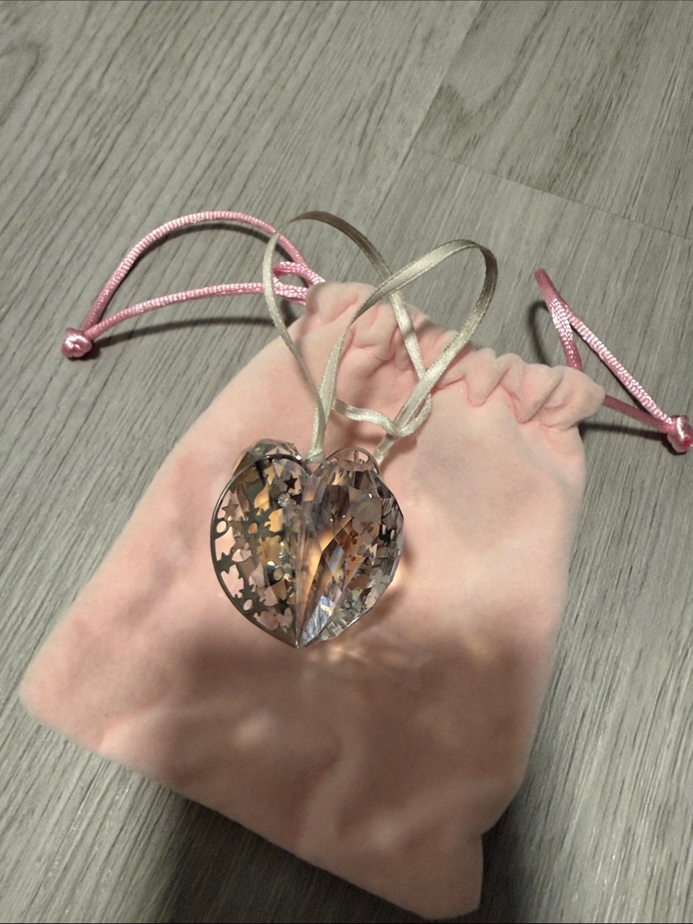 Swarovski Clear Crystal Heart Pendant with Pink Pouch